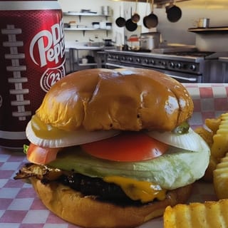 The LA Chesse Burger Combo- Fries and Pepsi